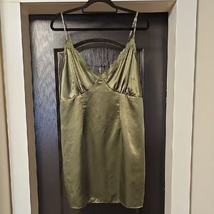 DIVIDED Olive Satin Chemise